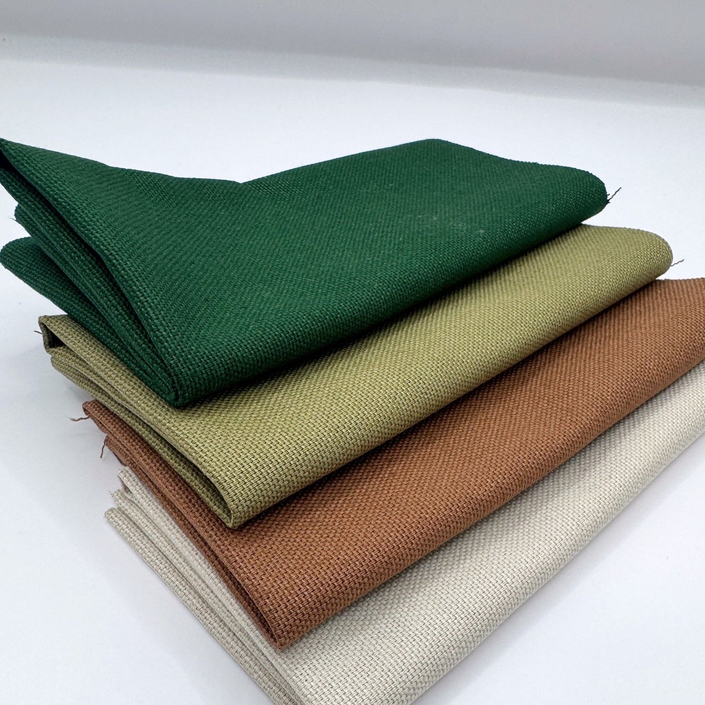 Stoff zum Sticken, Stoffpaket "Tannengrün/Beige/Zimt"