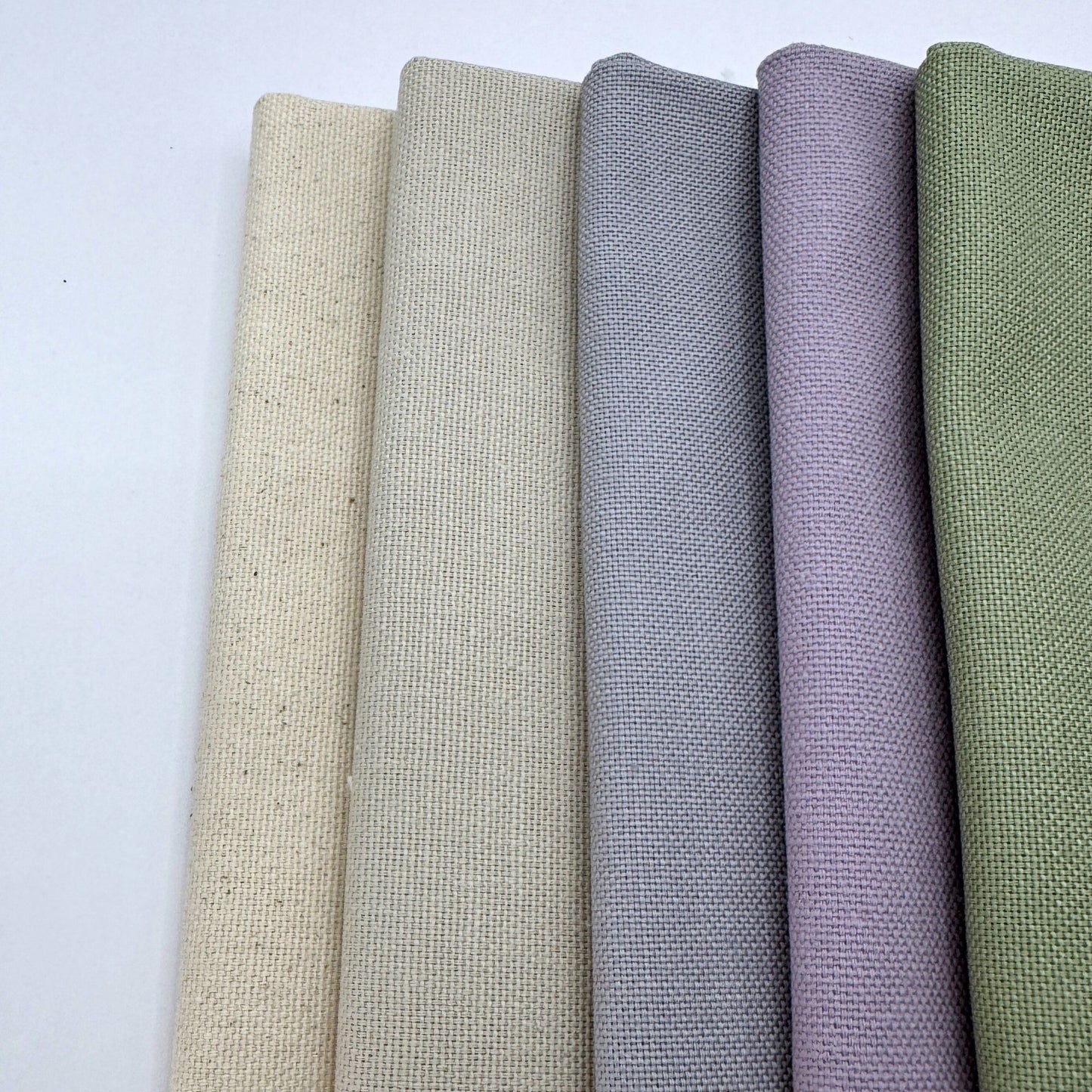Stoff zum Sticken, Stoffpaket "Natur/Graugrün/Flieder"