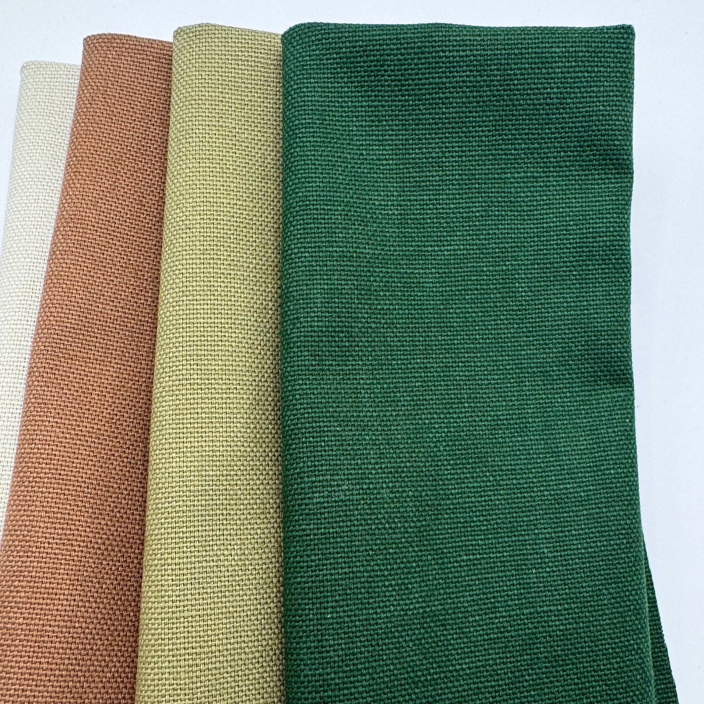 Stoff zum Sticken, Stoffpaket "Tannengrün/Beige/Zimt"