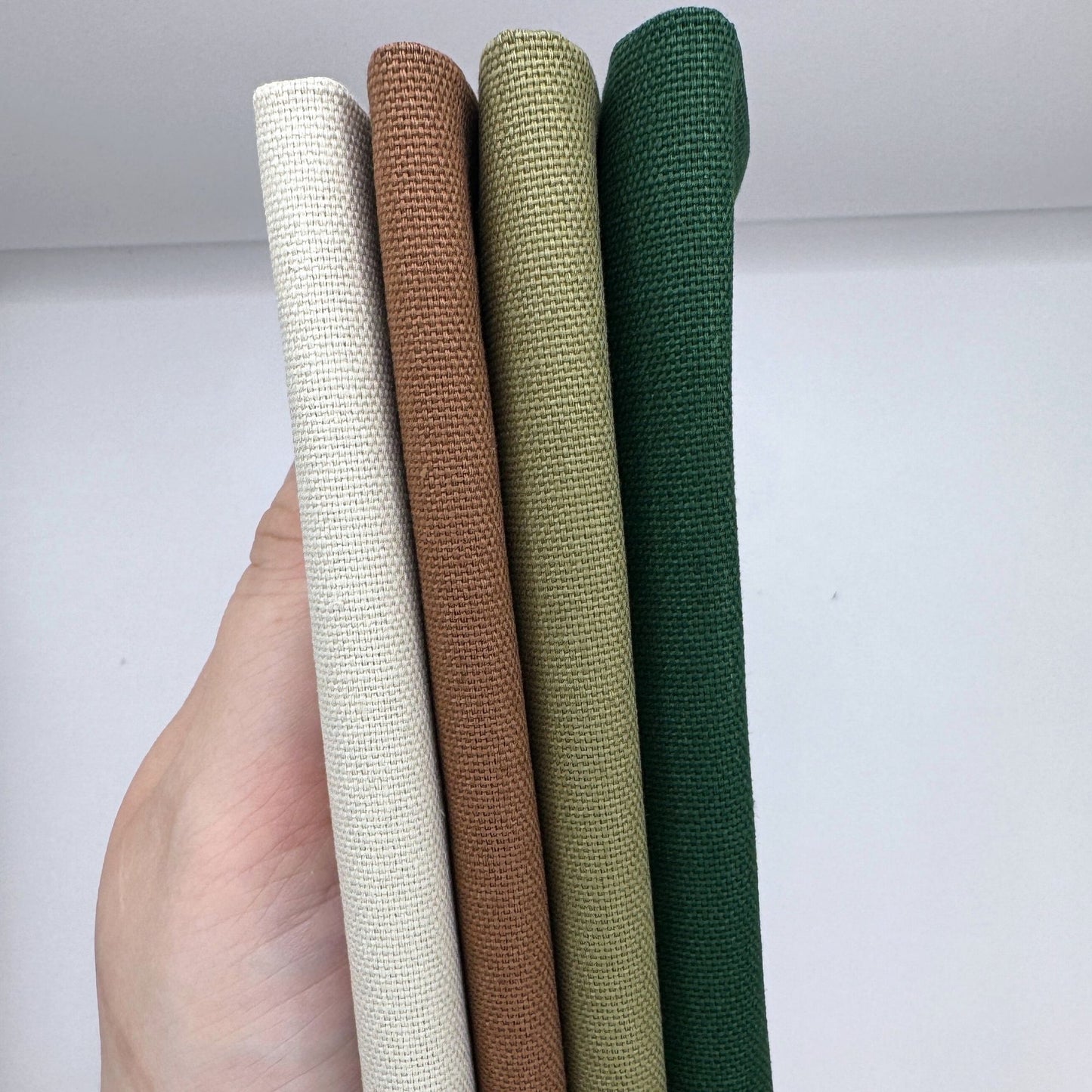 Stoff zum Sticken, Stoffpaket "Tannengrün/Beige/Zimt"