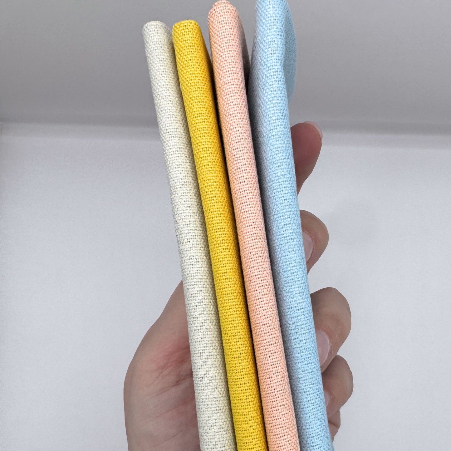 Stoff zum Sticken, Stoffpaket "Hellblau/Beige/Pfirsich"