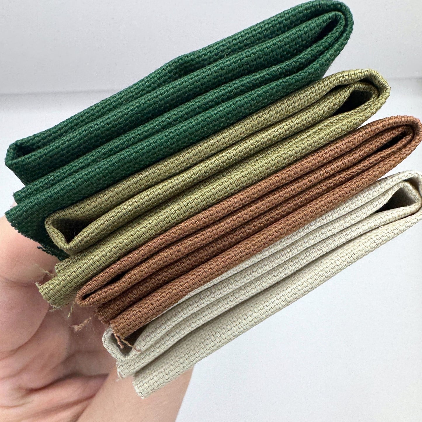 Stoff zum Sticken, Stoffpaket "Tannengrün/Beige/Zimt"
