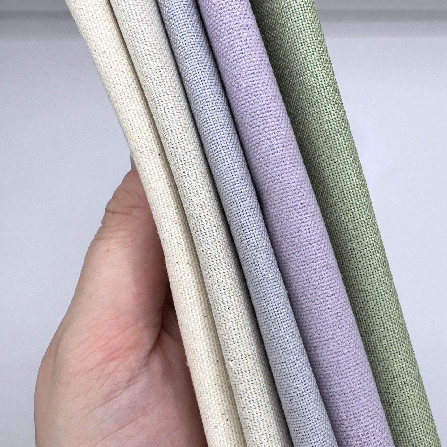 Stoff zum Sticken, Stoffpaket "Natur/Graugrün/Flieder"