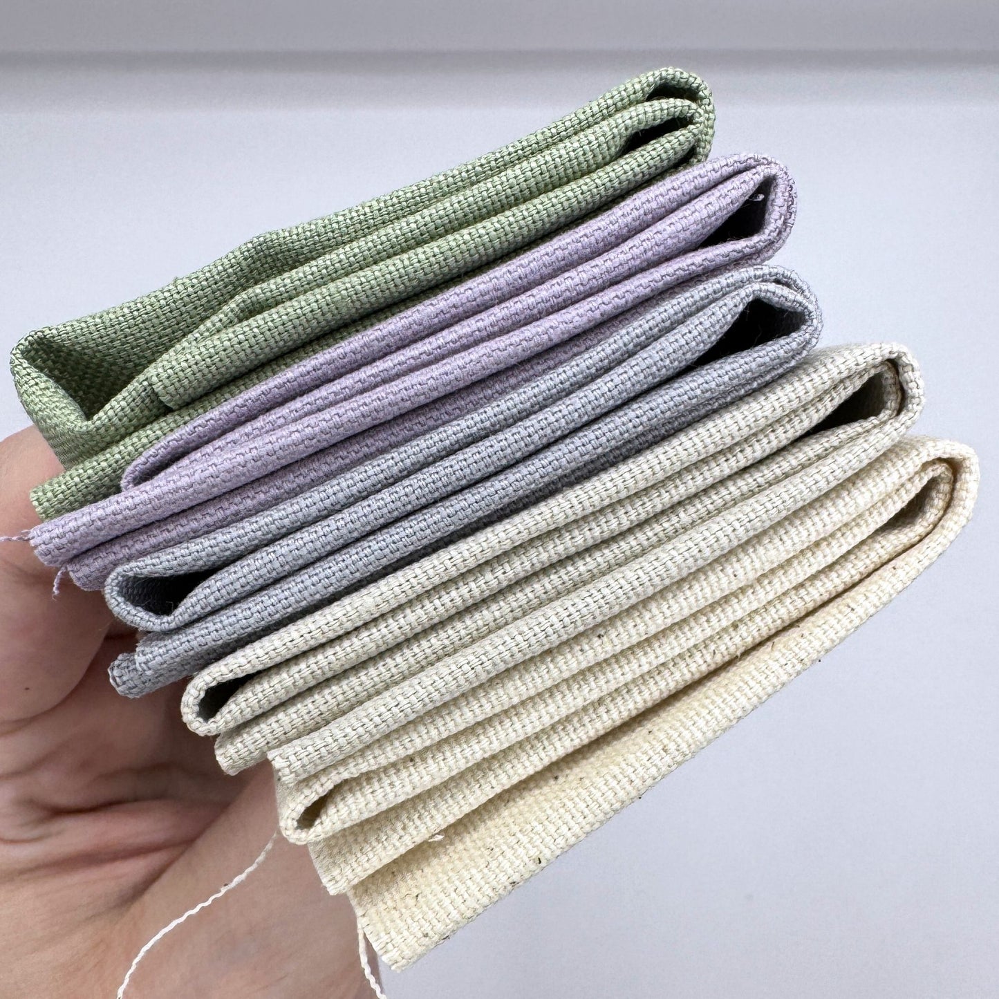 Stoff zum Sticken, Stoffpaket "Natur/Graugrün/Flieder"