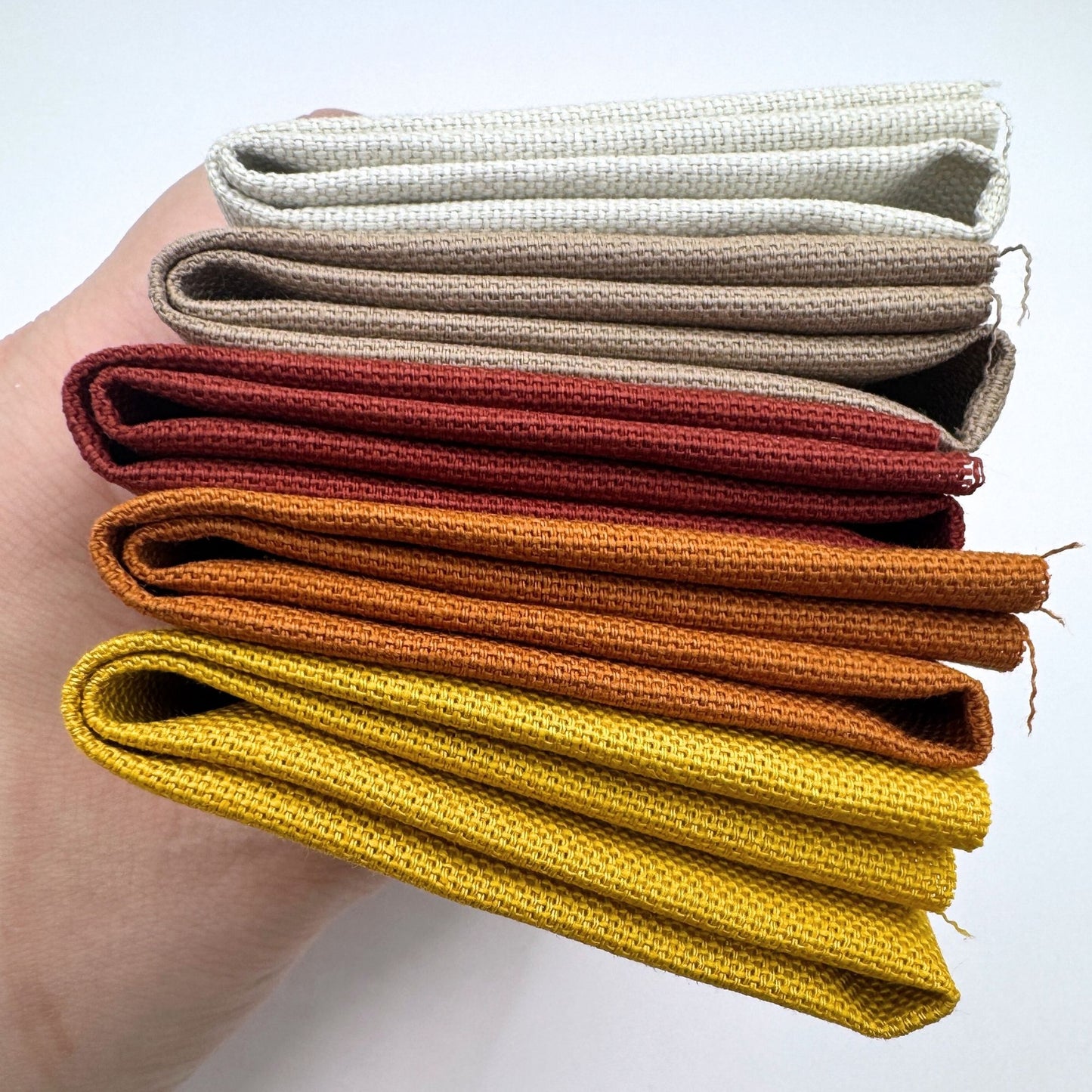 Stoff zum Sticken, Stoffpaket "Kürbis/Senf/Ziegelrot"