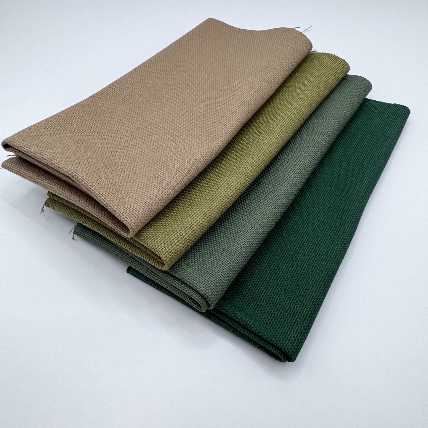 Stoff zum Sticken, Stoffpaket "Taupe/Tannengrün/Moosgrün"