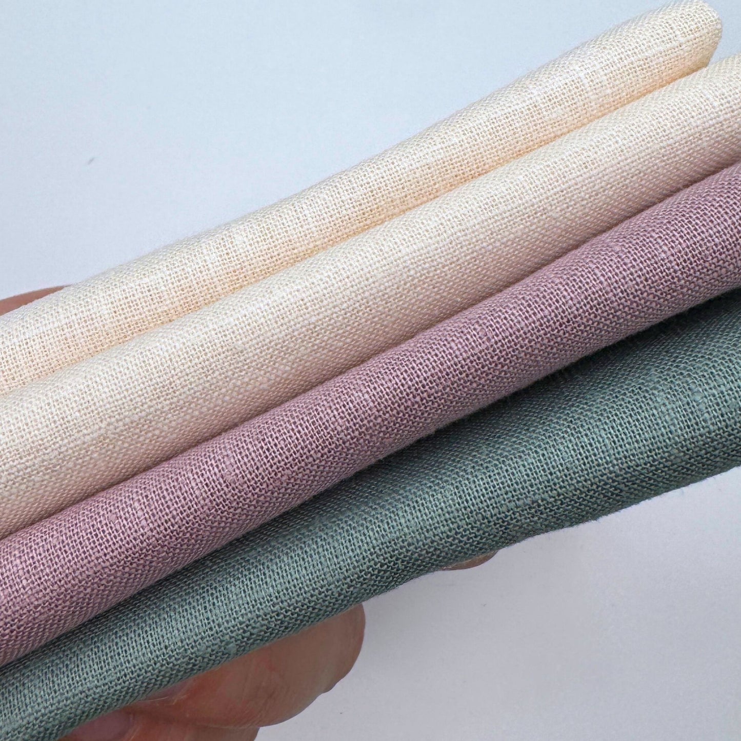 Stoff Paket zum Sticken, Leinen/Baumwollle, "Naturweiß/Altrose/Salbeigrau"