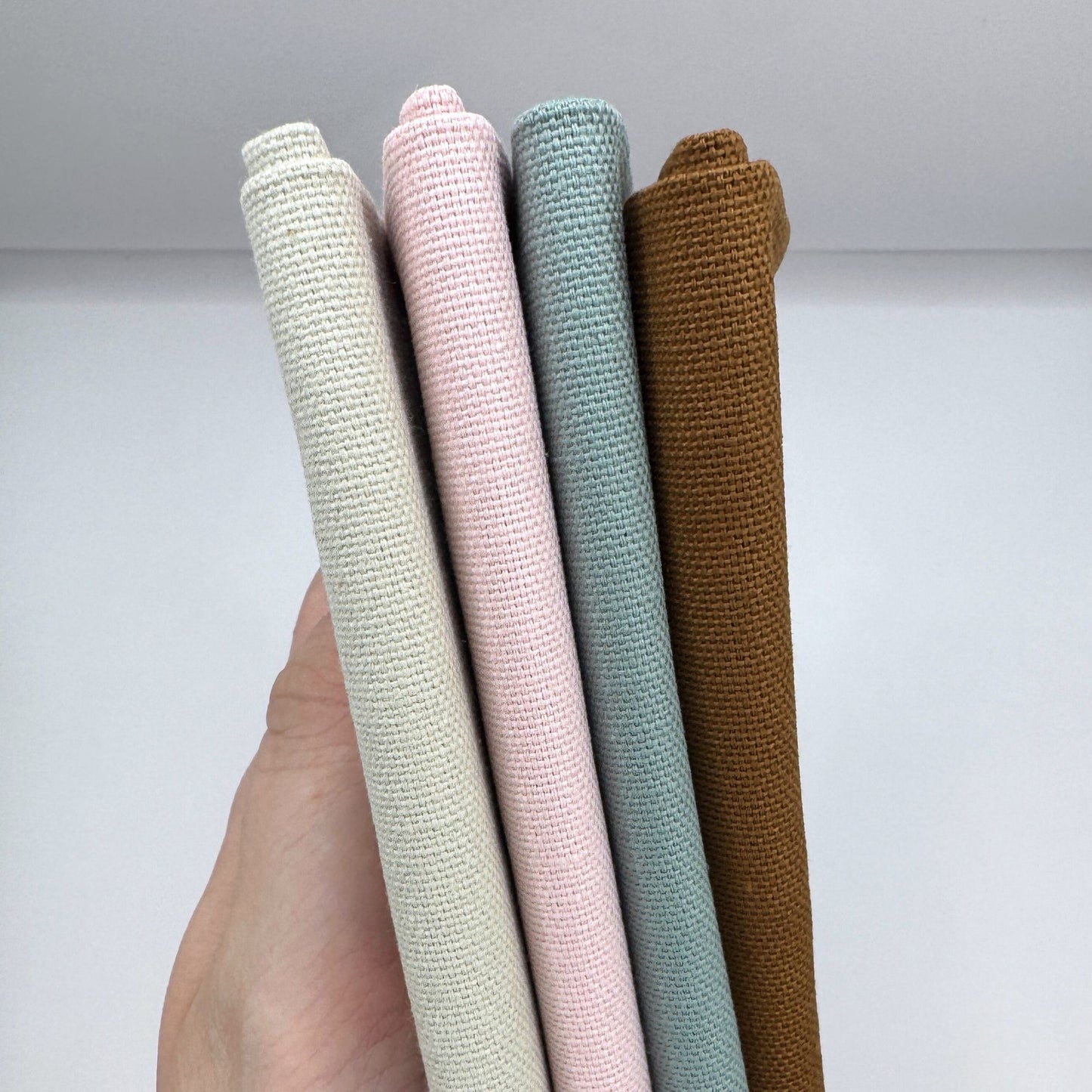 Stoff zum Sticken, Stoffpaket "Eukalyptus/Zimt/Rosa"