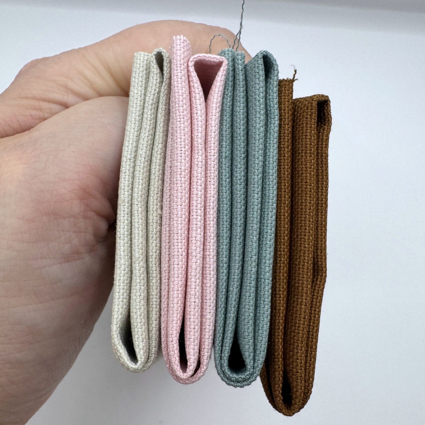 Stoff zum Sticken, Stoffpaket "Eukalyptus/Zimt/Rosa"