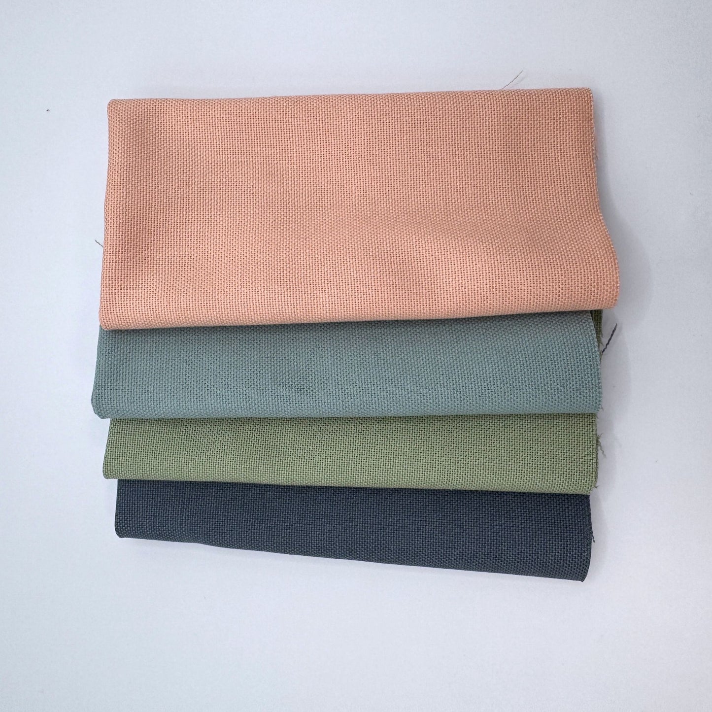 Stoff zum Sticken, Stoffpaket "Aprikose/Eukalyptus/Graublau"