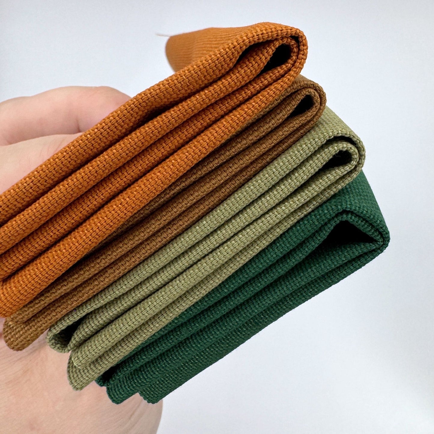 Stoff zum Sticken, Stoffpaket "Zimt/Kürbis/Tannengrün"