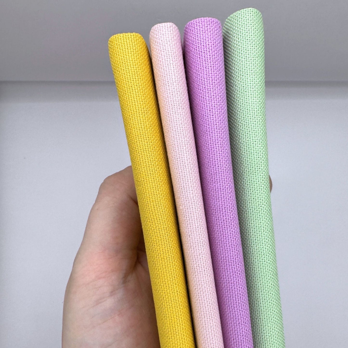 Stoff zum Sticken, Stoffpaket "Gelb/Rosa/Mint"