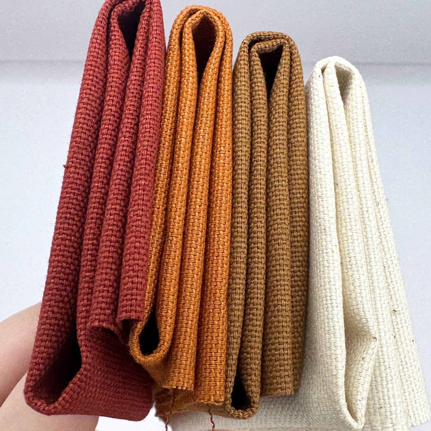 Stoff zum Sticken, Stoffpaket "Kürbis/Natur/Ziegelrot"