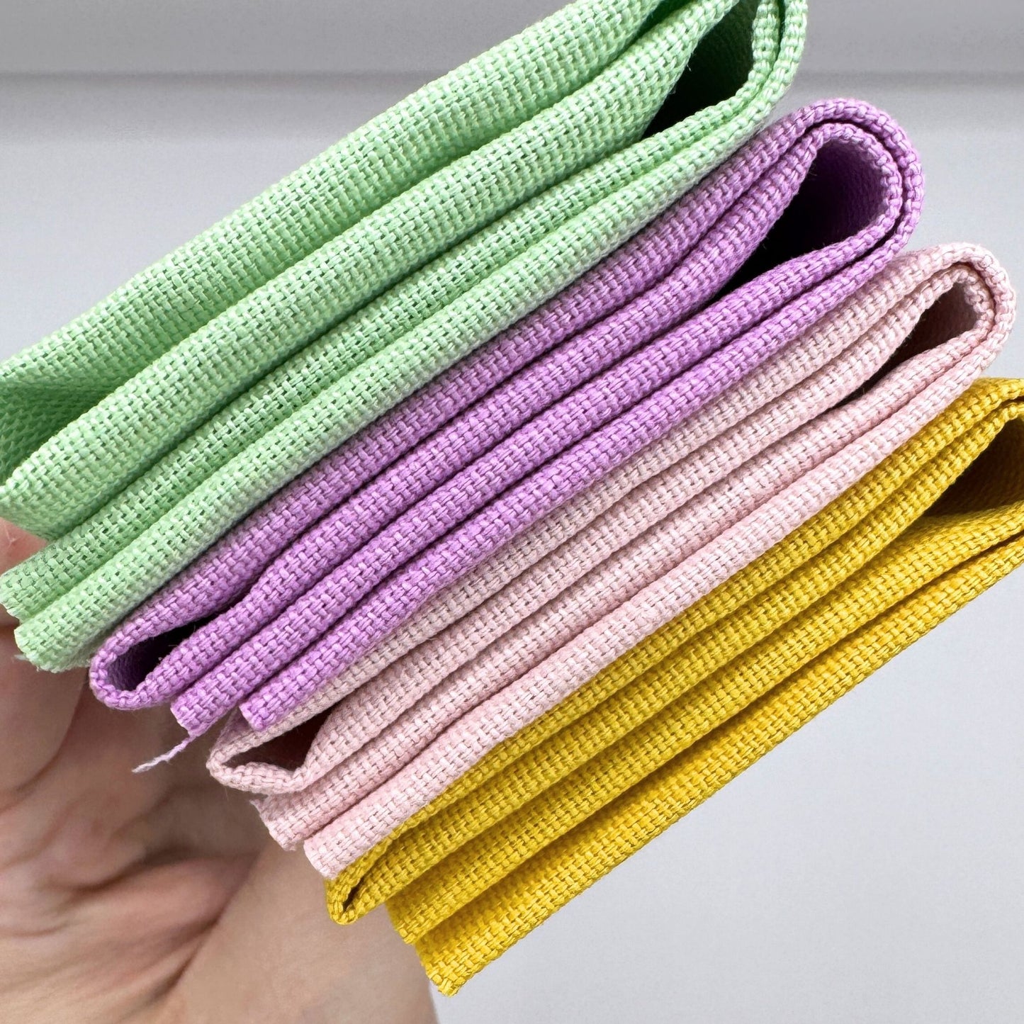 Stoff zum Sticken, Stoffpaket "Gelb/Rosa/Mint"