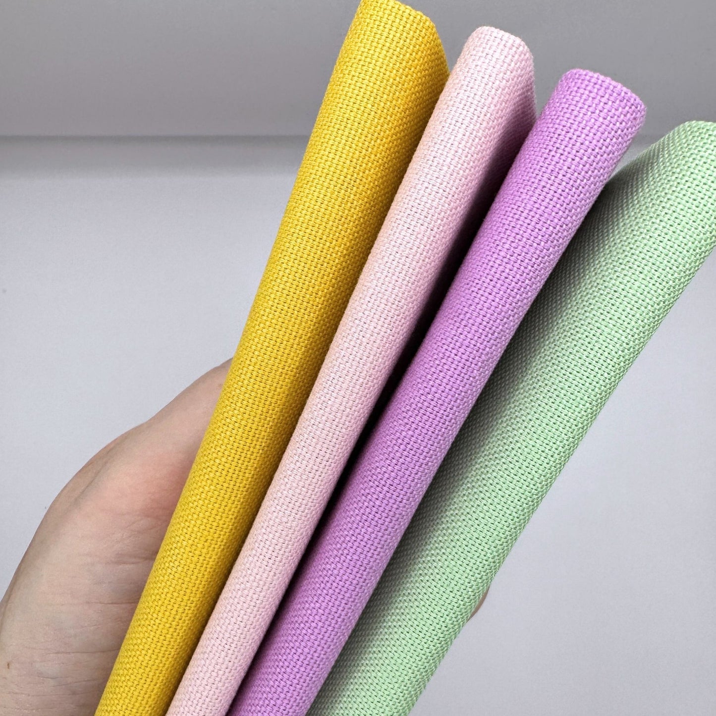 Stoff zum Sticken, Stoffpaket "Gelb/Rosa/Mint"