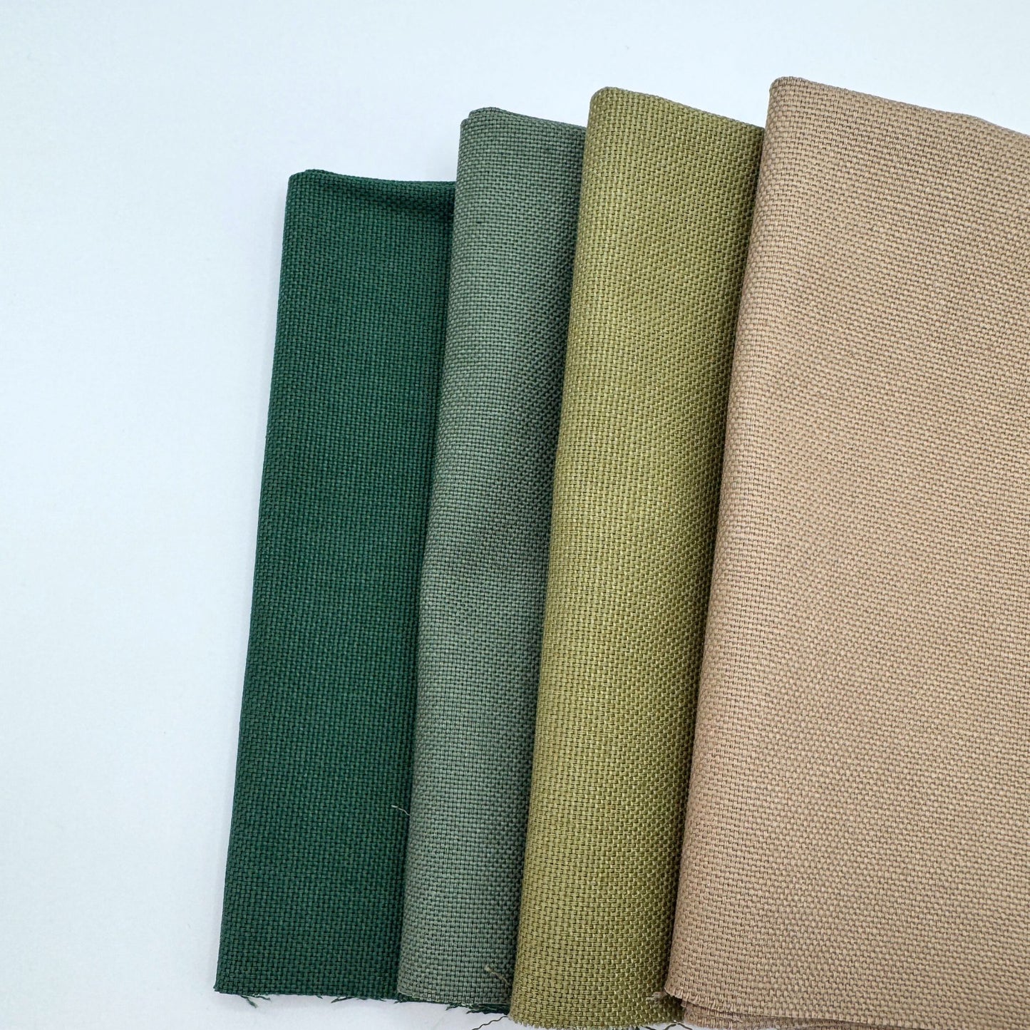 Stoff zum Sticken, Stoffpaket "Taupe/Tannengrün/Moosgrün"