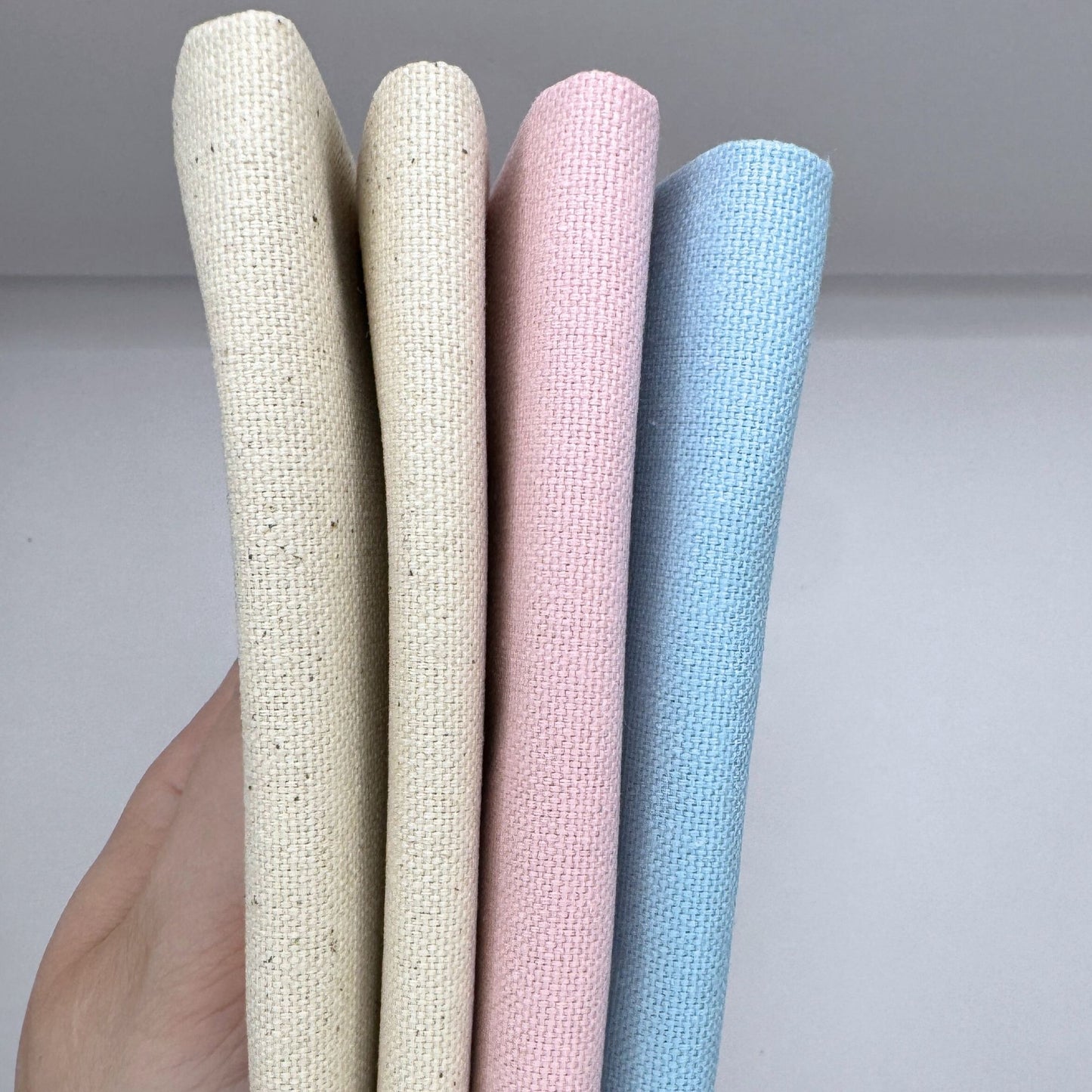 Stoff zum Sticken, Stoffpaket "Himmelblau/Natur/Rosa"
