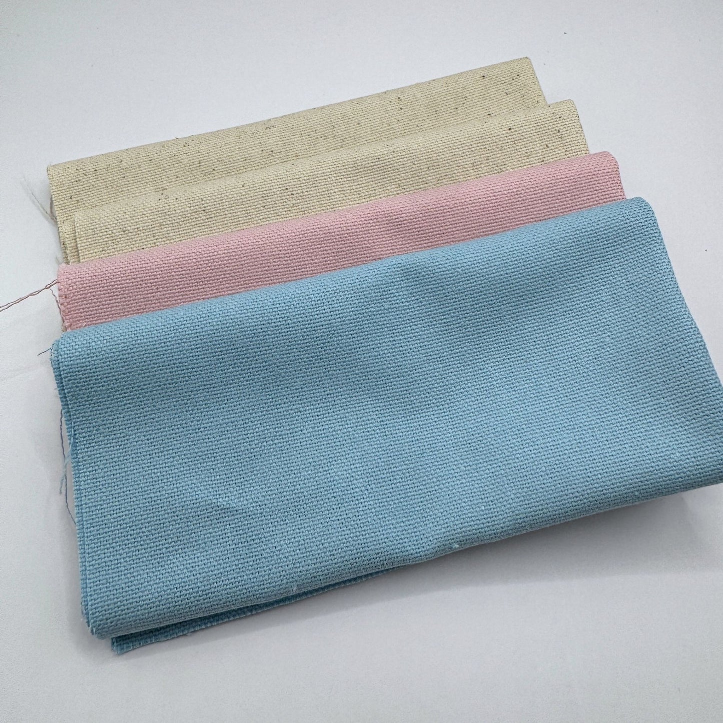 Stoff zum Sticken, Stoffpaket "Himmelblau/Natur/Rosa"