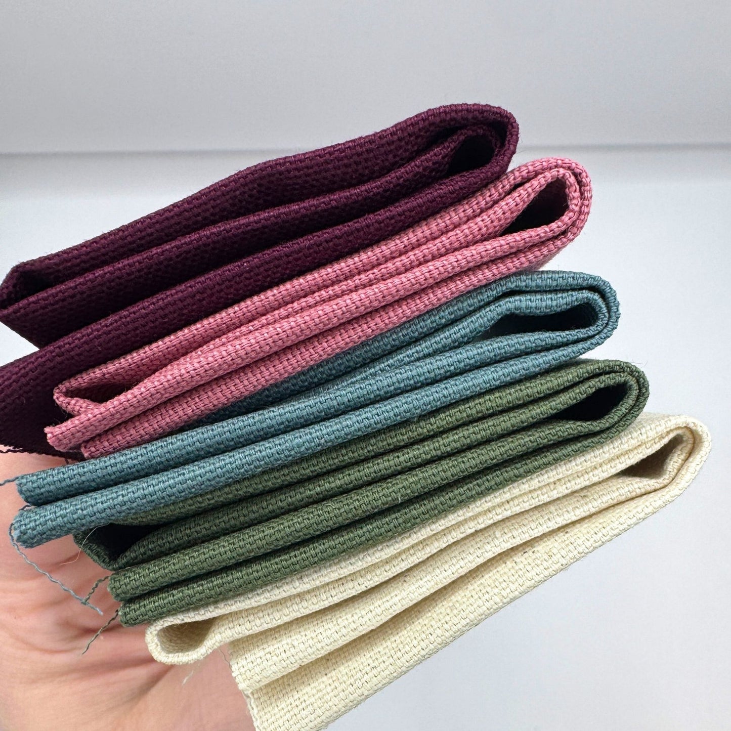 Stoff zum Sticken, Stoffpaket "Natur/Aubergine/Rosenholz"