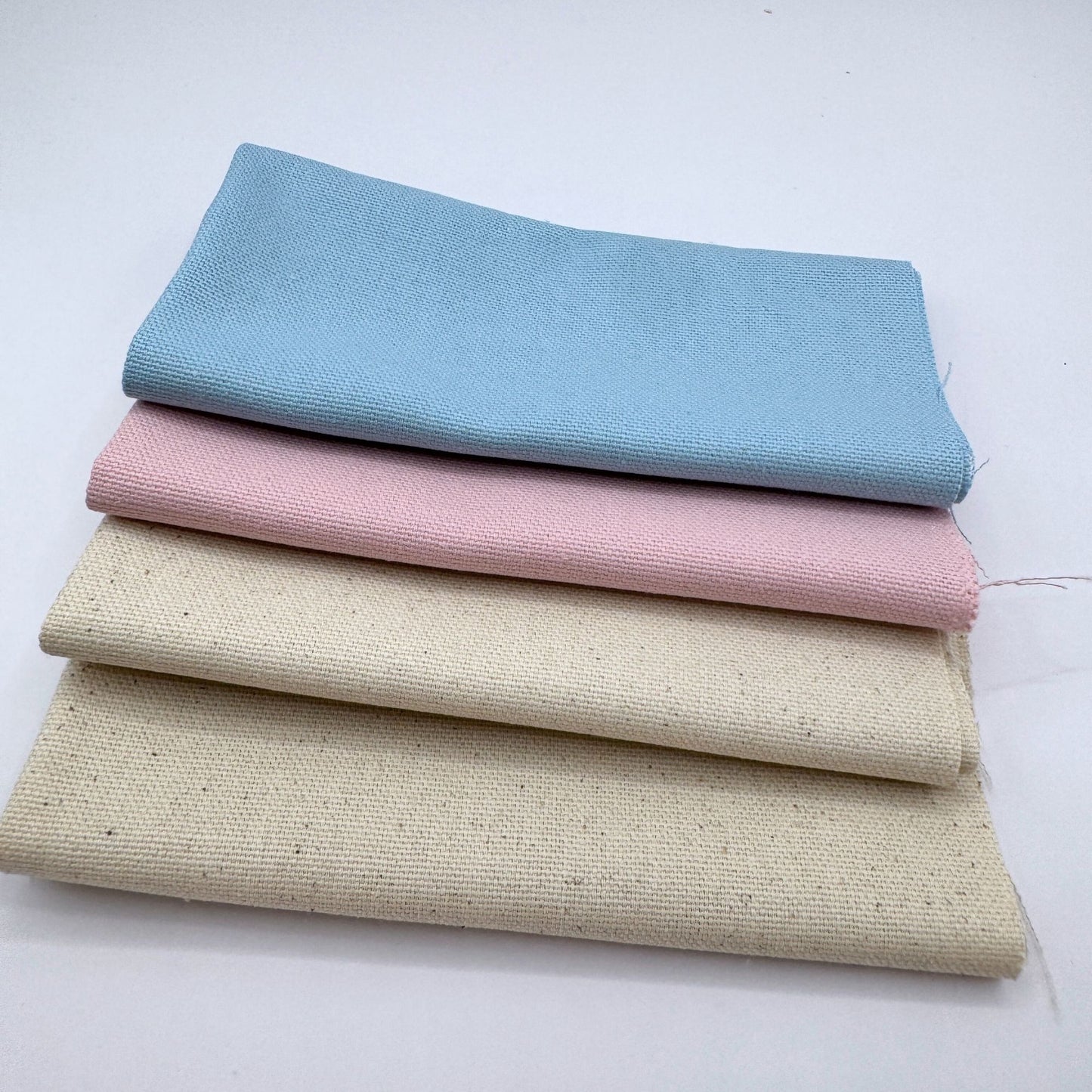Stoff zum Sticken, Stoffpaket "Himmelblau/Natur/Rosa"