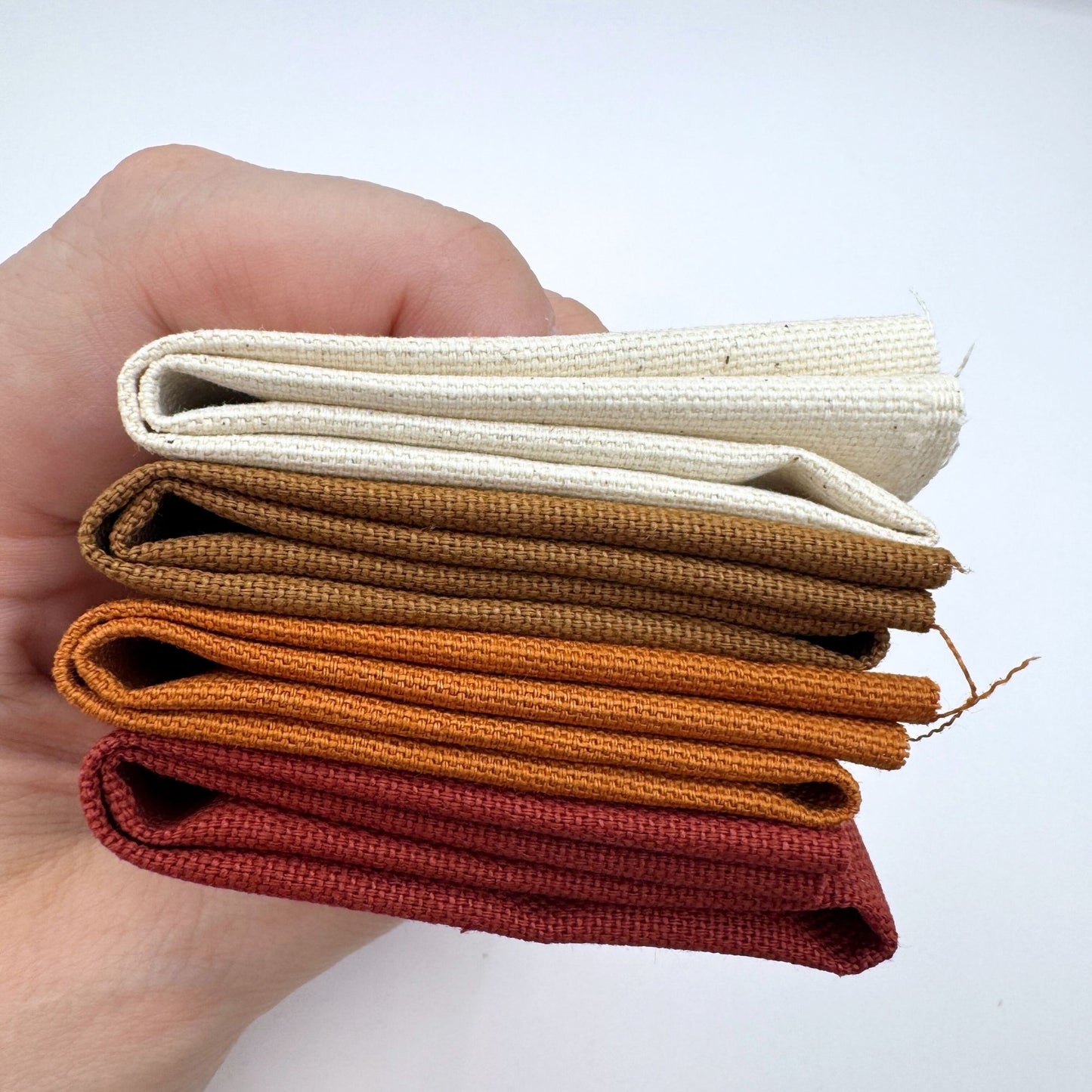 Stoff zum Sticken, Stoffpaket "Kürbis/Natur/Ziegelrot"