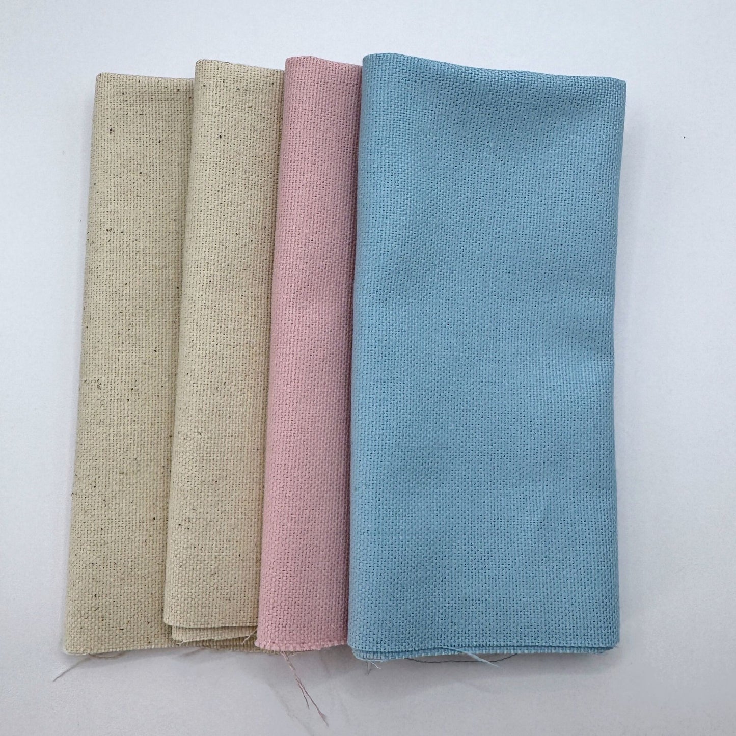 Stoff zum Sticken, Stoffpaket "Himmelblau/Natur/Rosa"