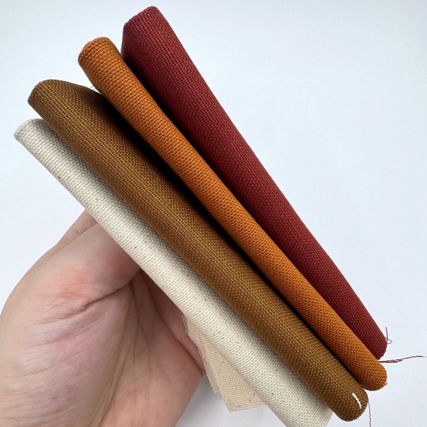 Stoff zum Sticken, Stoffpaket "Kürbis/Natur/Ziegelrot"