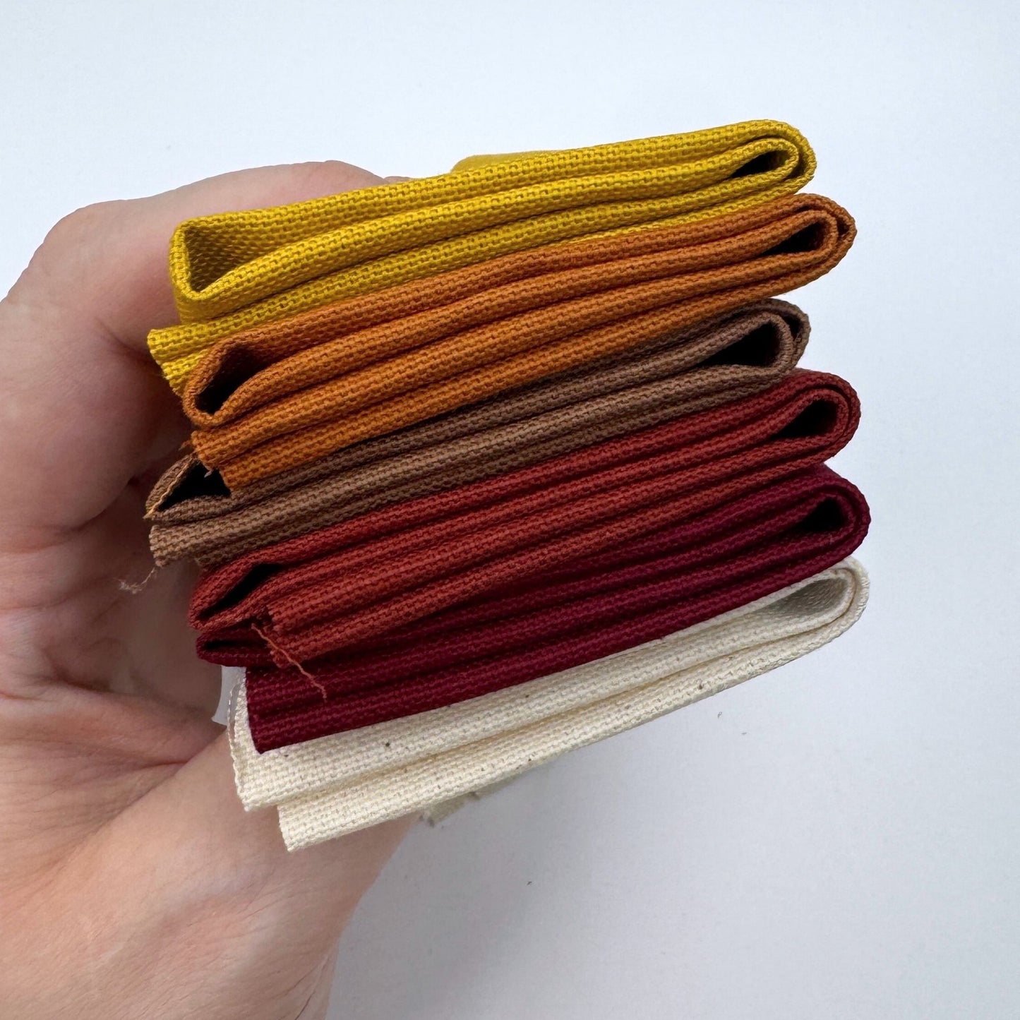 Stoff zum Sticken, Stoffpaket "Senf/Bordeaux/Kürbis"
