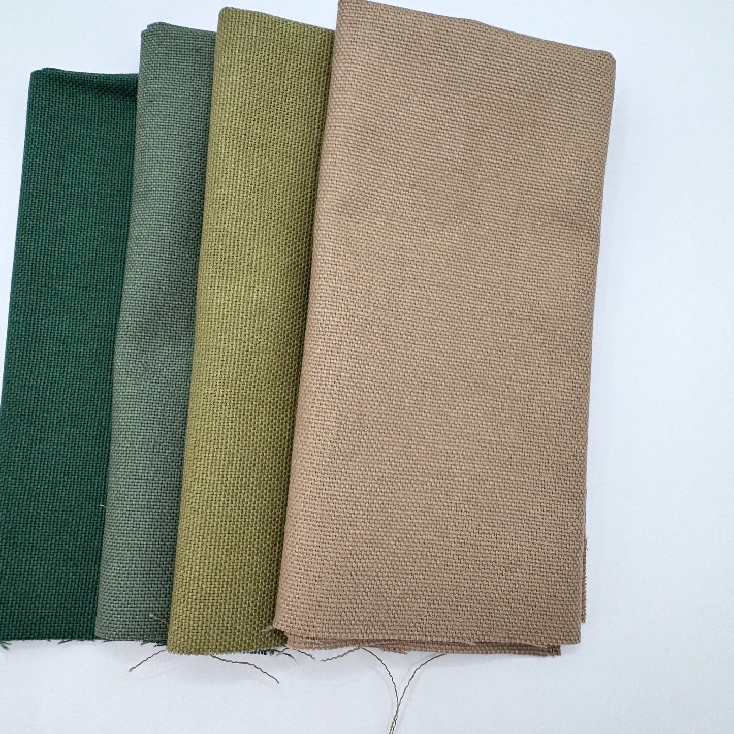 Stoff zum Sticken, Stoffpaket "Taupe/Tannengrün/Moosgrün"