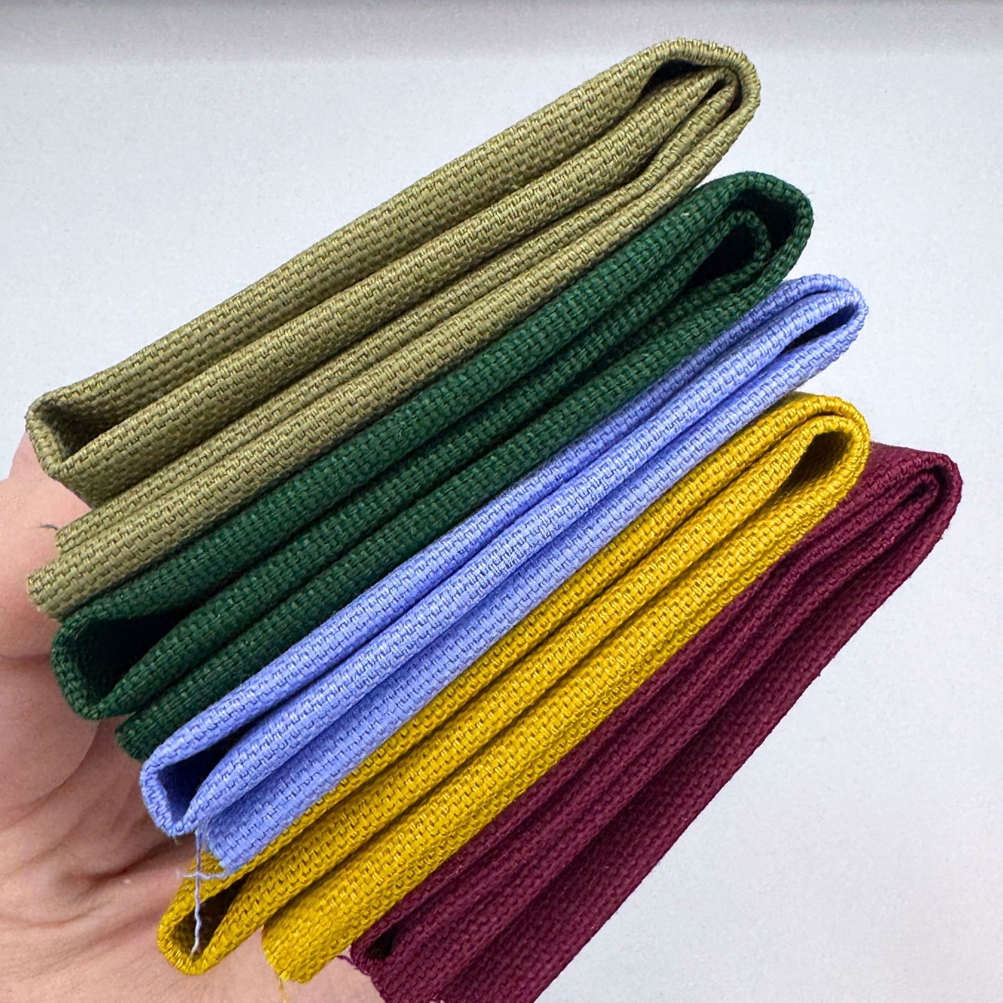 Stoff zum Sticken, Stoffpaket "Olive/Flieder/Senf"