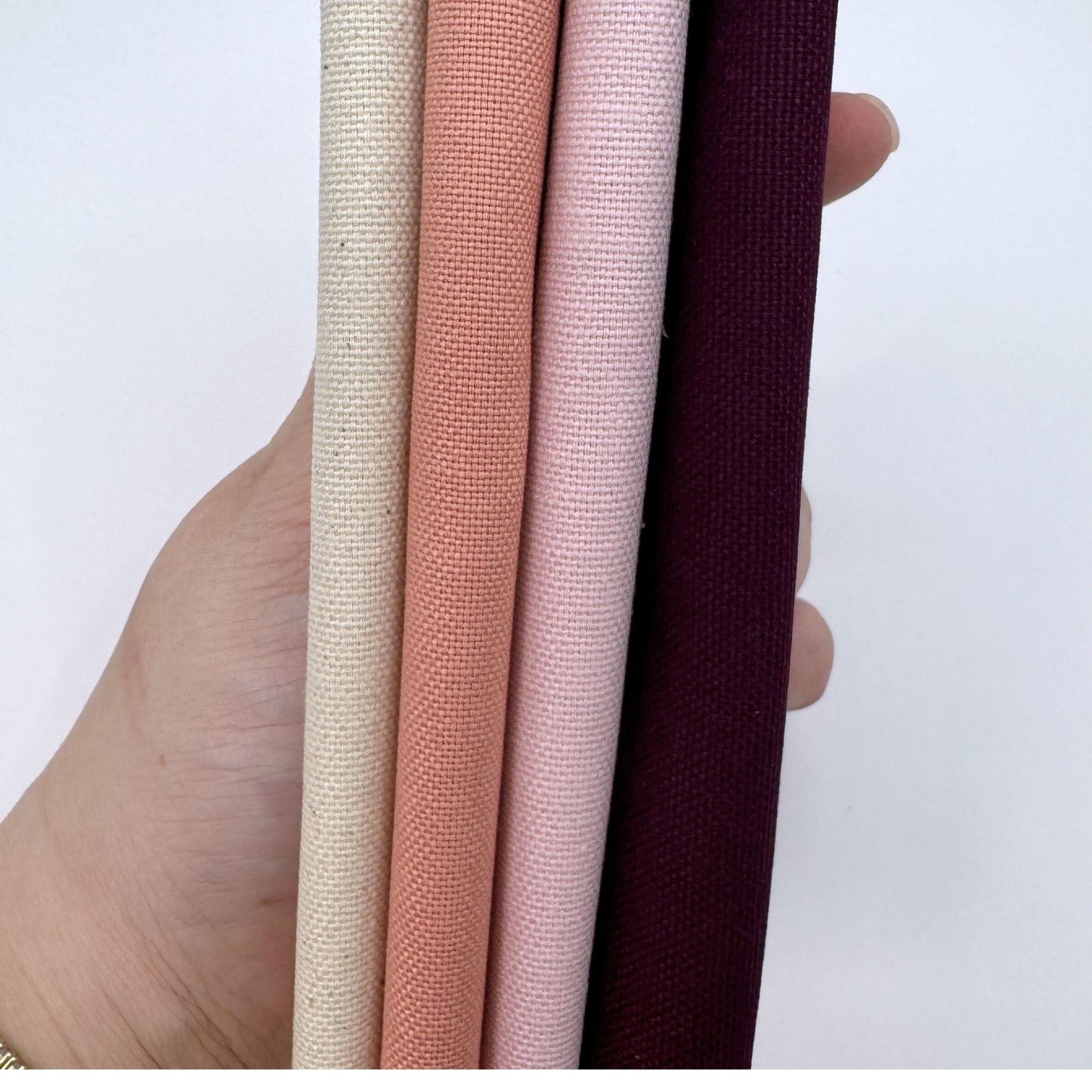 Stoff zum Sticken, Stoffpaket "Natur/Aubergine/Pfirsich"