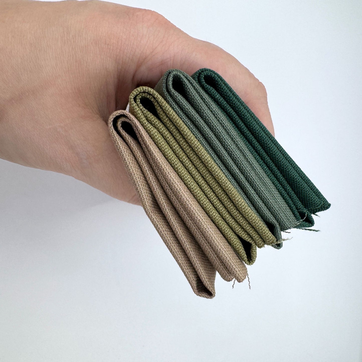 Stoff zum Sticken, Stoffpaket "Taupe/Tannengrün/Moosgrün"
