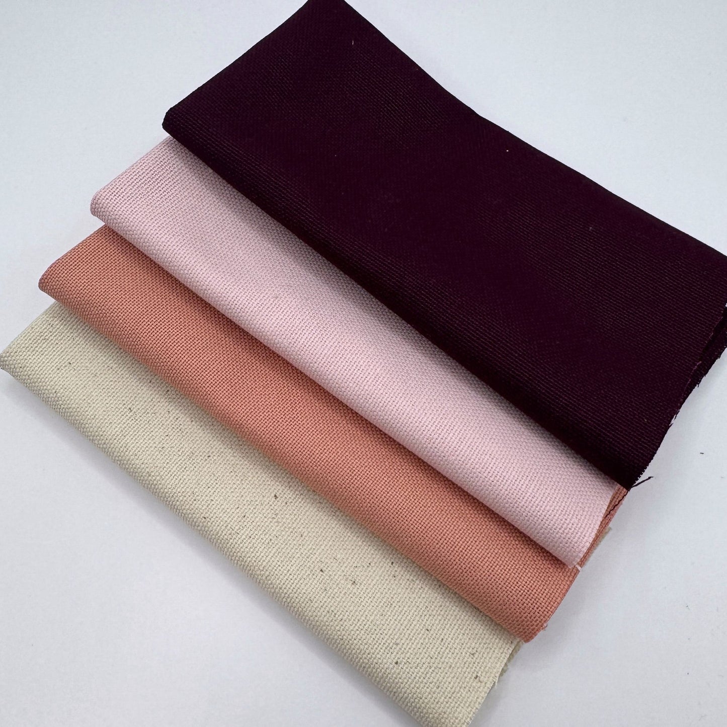 Stoff zum Sticken, Stoffpaket "Natur/Aubergine/Pfirsich"