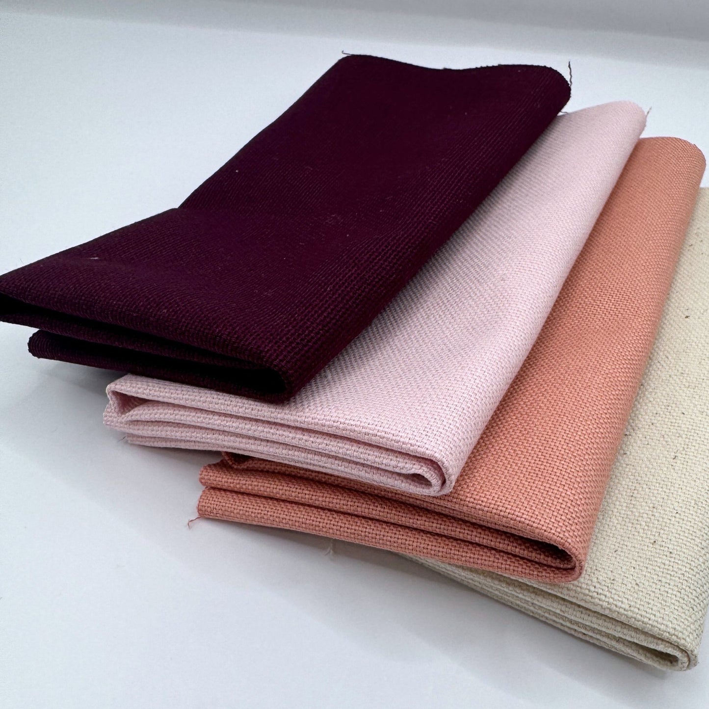 Stoff zum Sticken, Stoffpaket "Natur/Aubergine/Pfirsich"