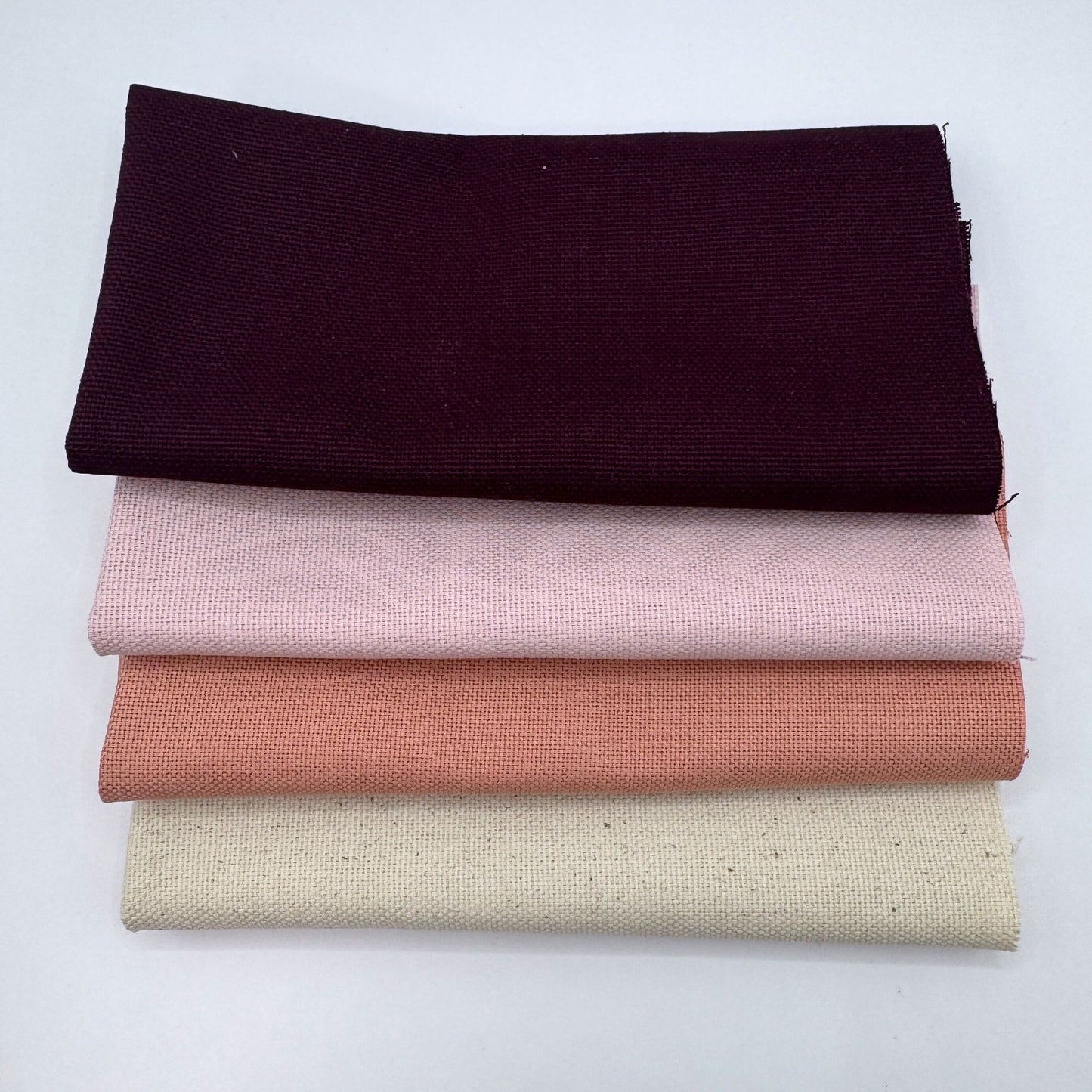 Stoff zum Sticken, Stoffpaket "Natur/Aubergine/Pfirsich"
