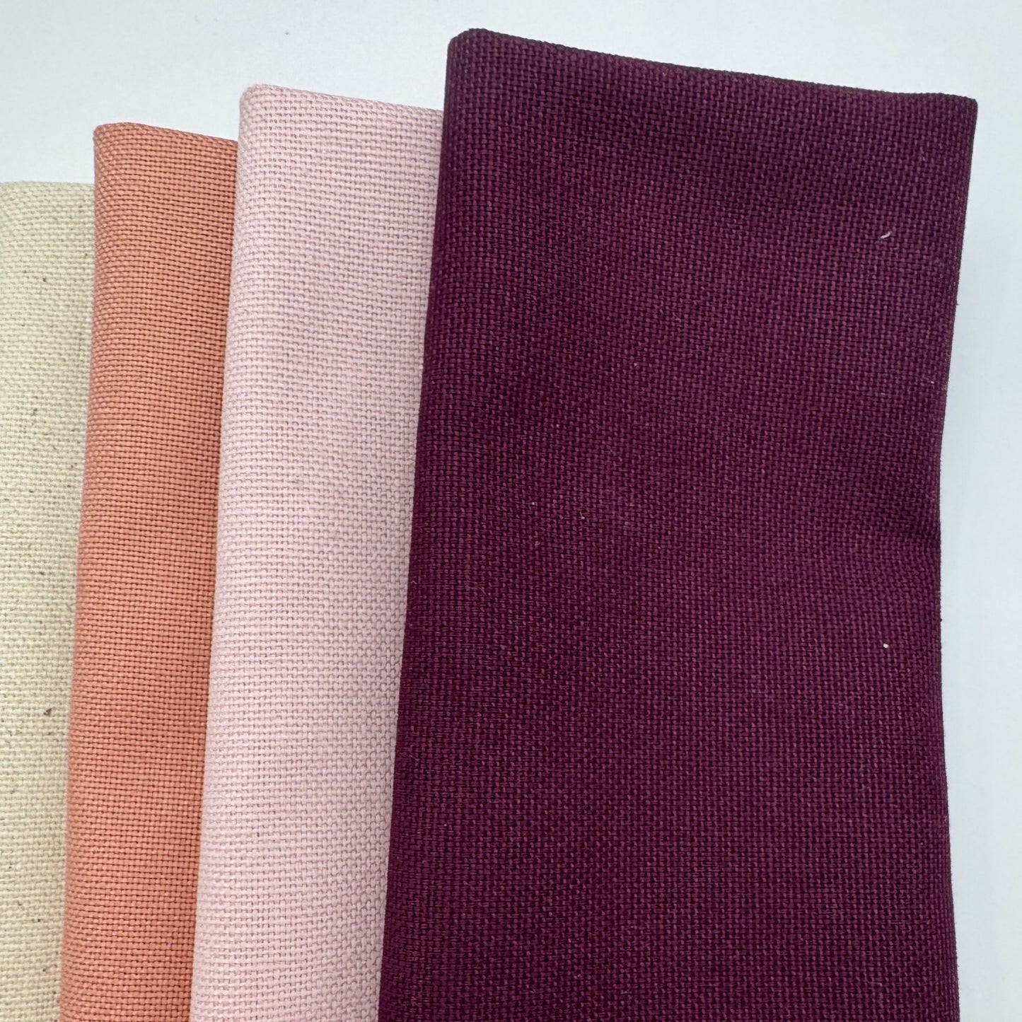 Stoff zum Sticken, Stoffpaket "Natur/Aubergine/Pfirsich"