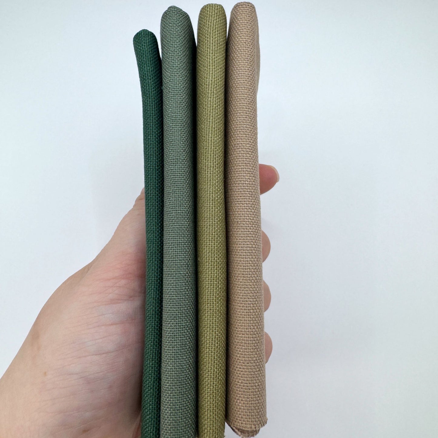 Stoff zum Sticken, Stoffpaket "Taupe/Tannengrün/Moosgrün"