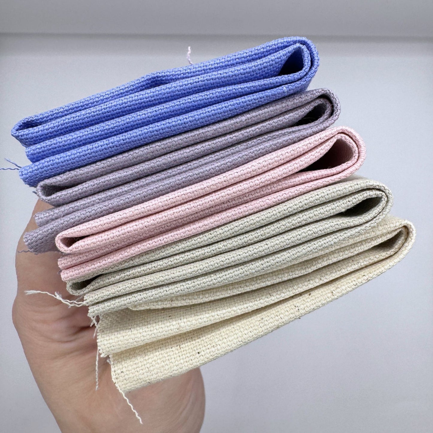 Stoff zum Sticken, Stoffpaket "Natur/Rosa/Lavendel"