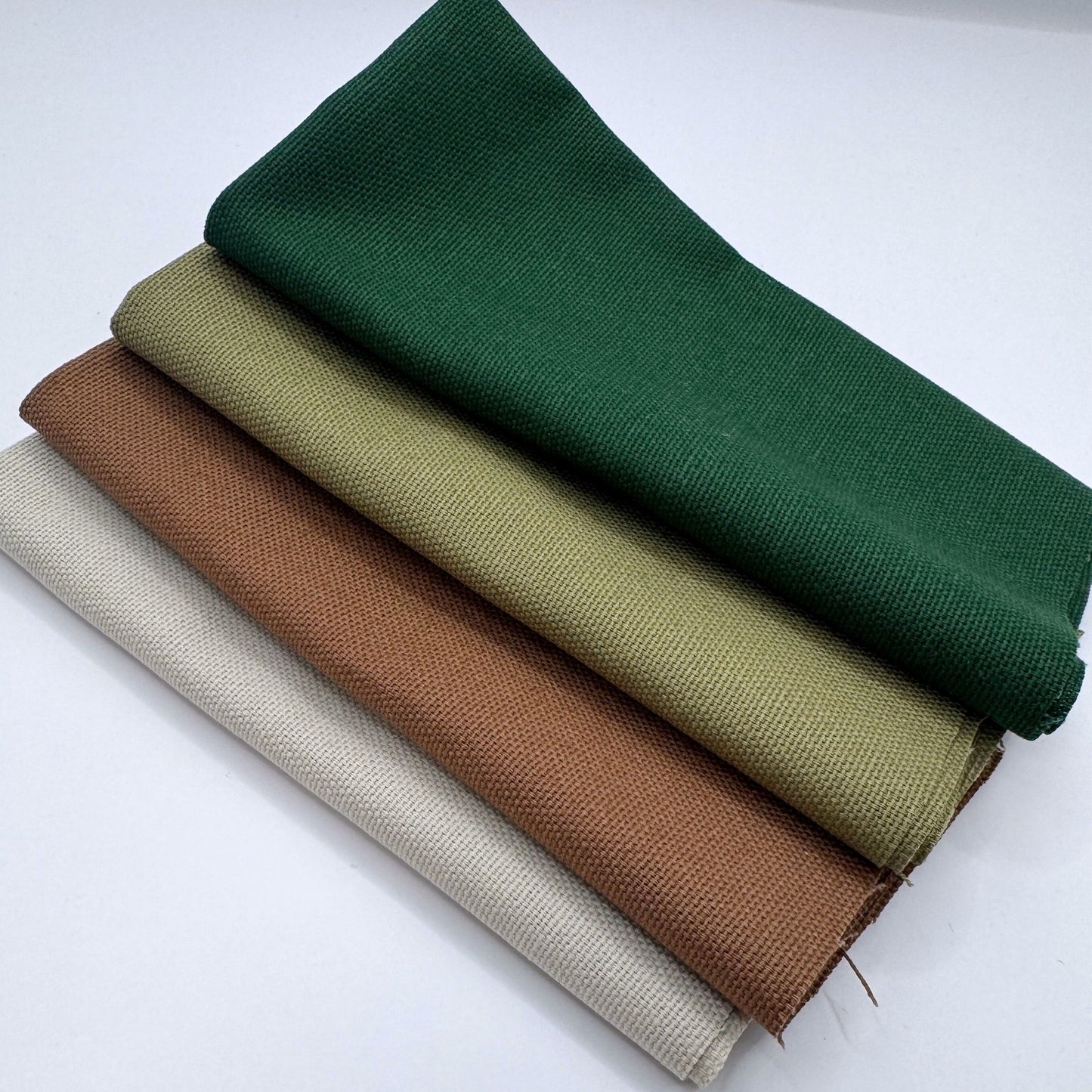 Stoff zum Sticken, Stoffpaket "Tannengrün/Beige/Zimt"