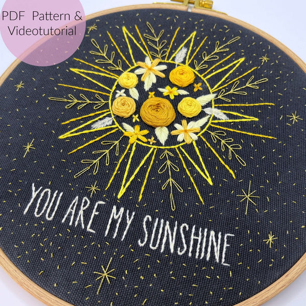 Stickvorlage, Sonne, Boho Sonne, Boho, You are my Sunshine, Anleitung zum Sticken, Vorlage zum Sticken, Sticken, Stickvorlage PDF, Stickerei