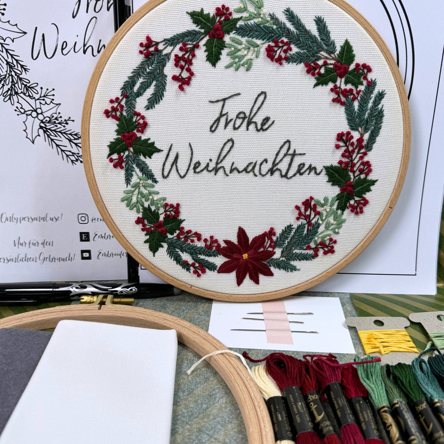 Stickkit, Weihnachtskranz, Stickset