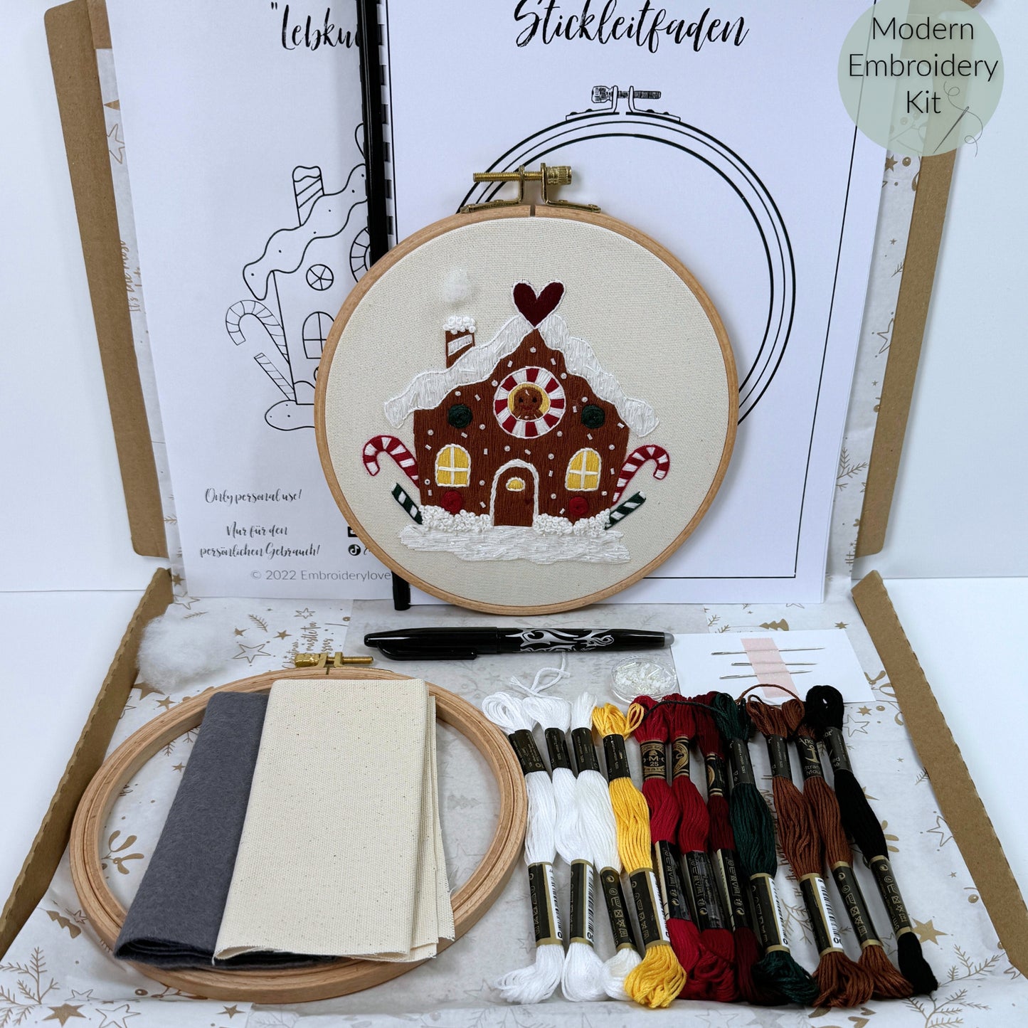 Stickkit Lebkuchenhaus, Stickset