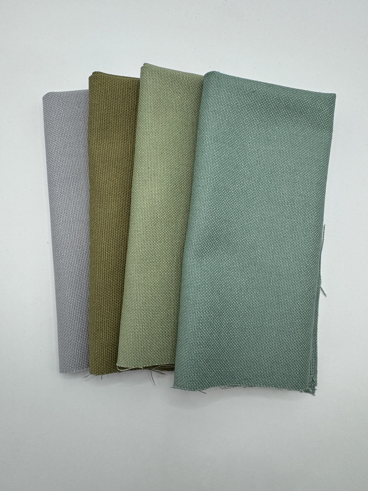 Stoff zum Sticken, Stoffpaket "Grau/Olive/Eukalyptus"