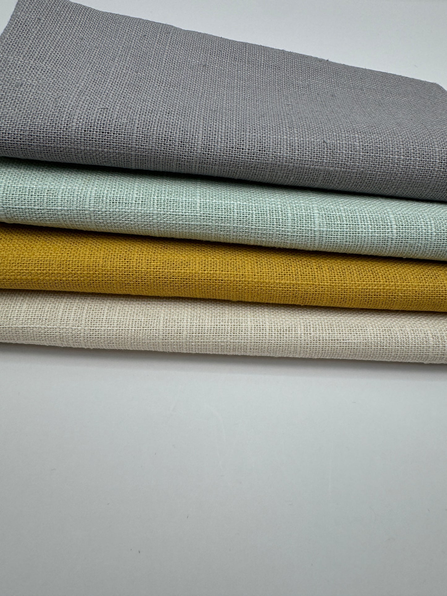 Stoff zum Sticken, Leinenstoff Paket "Senf/Salbei/Grau"