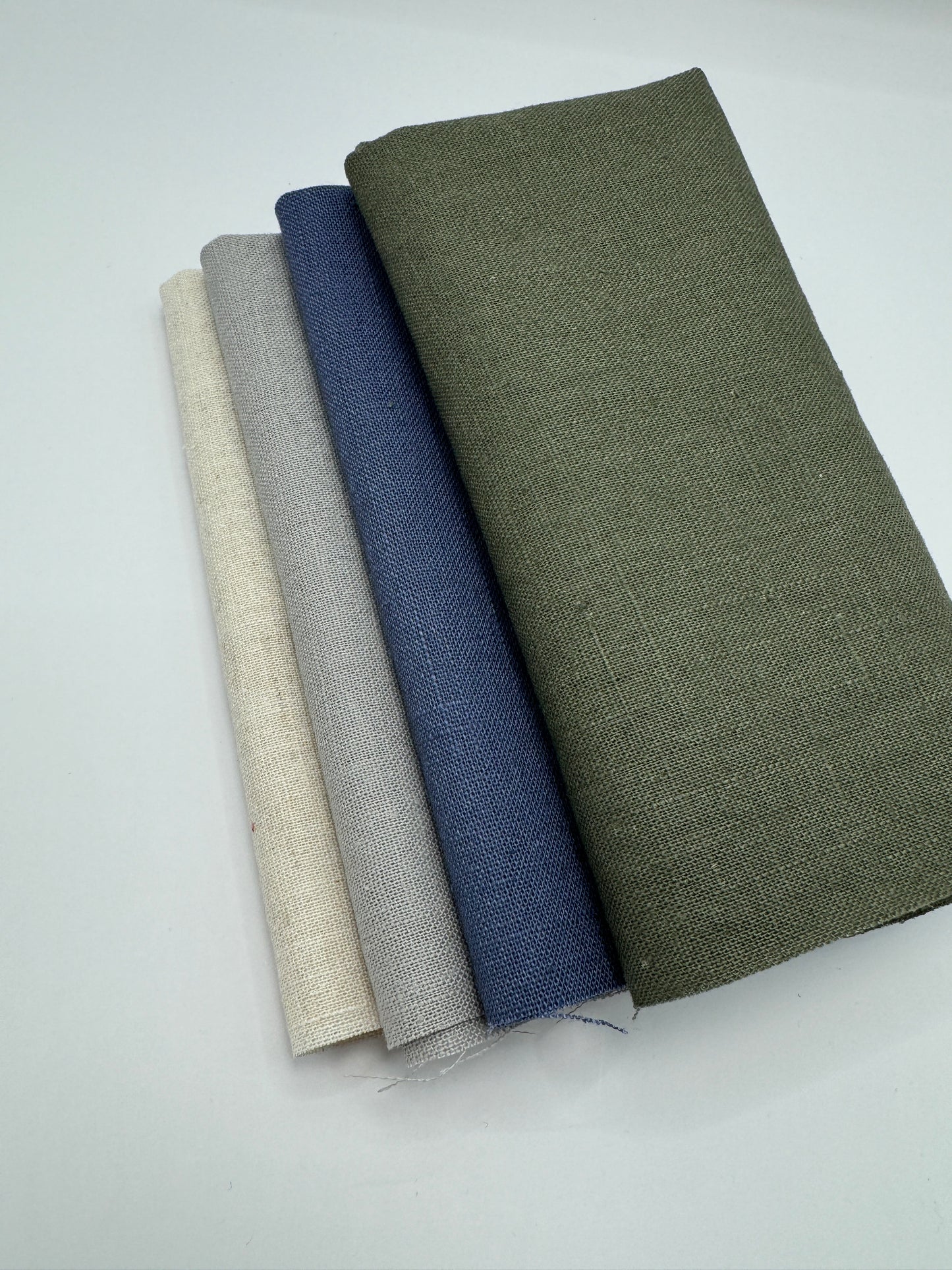 Stoff zum Sticken, Feiner Leinen Stoffpaket "Rauchblau/Natur/Grau"