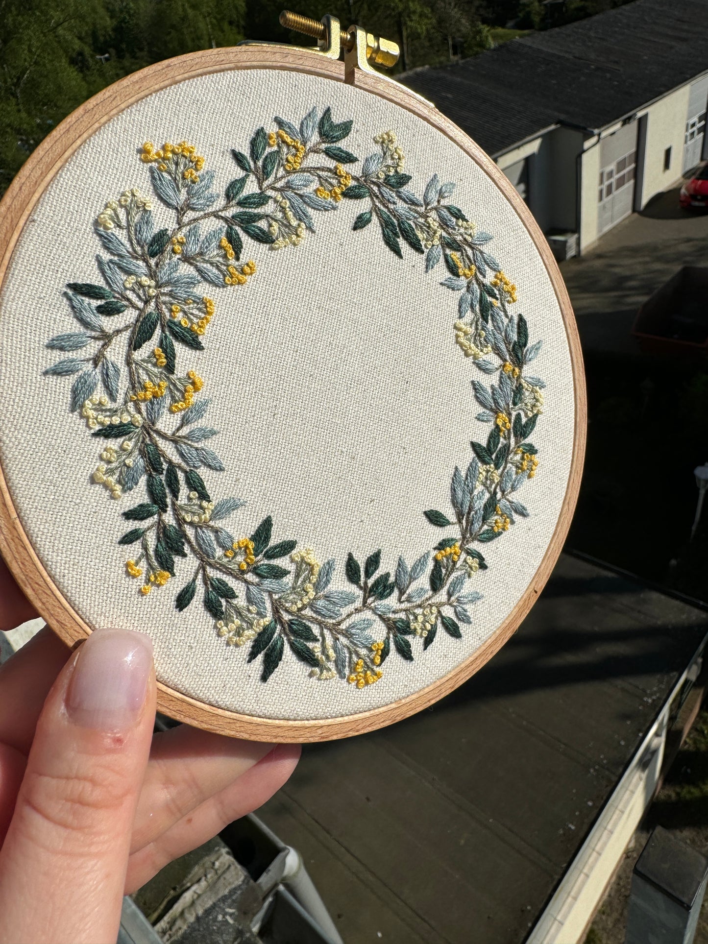 Stickvorlage, Kleiner Blätterkranz, Vorlage zum Sticken, Ringkissen sticken