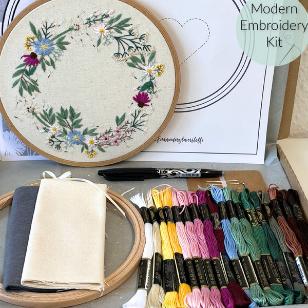 Stickkit, „Wildblumenkranz“, Stickset