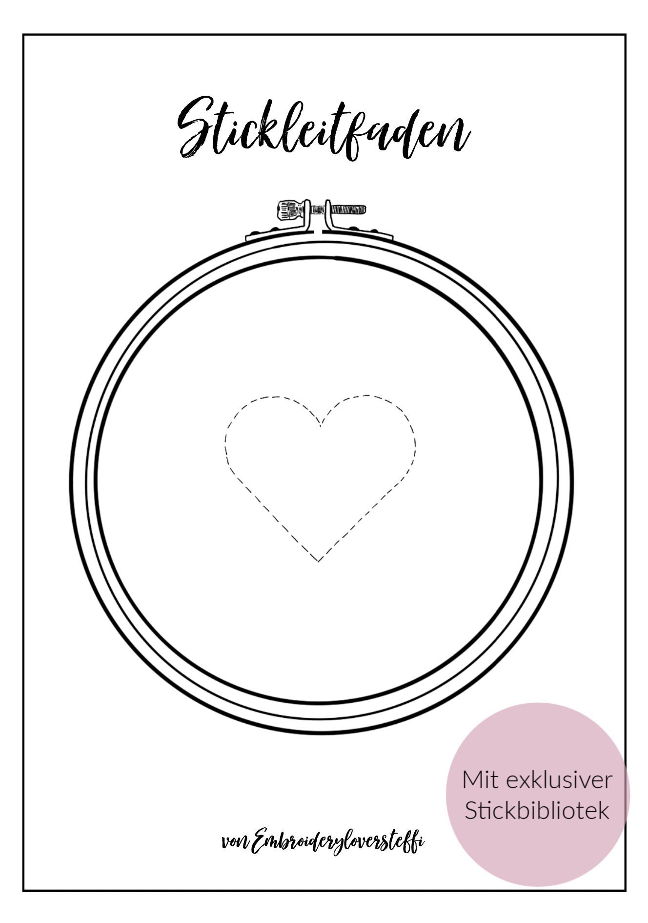 Stickvorlage Reh mit Blumenkranz, Stickbild, Sticken Anfänger, Embroidery Pattern, Kinderzimmer