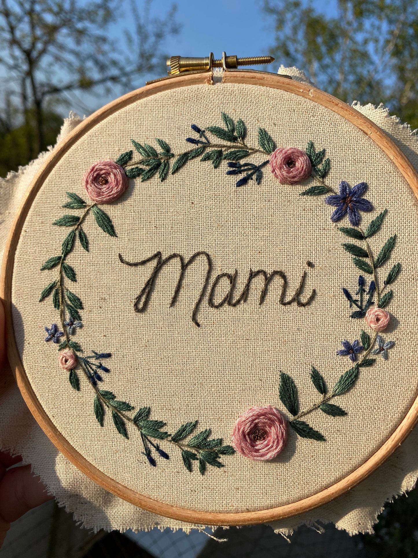 Stickvorlage, Muttertag , Blumenkranz, Stickbild Anfänger, Muttertagsgeschenk, personalierbar
