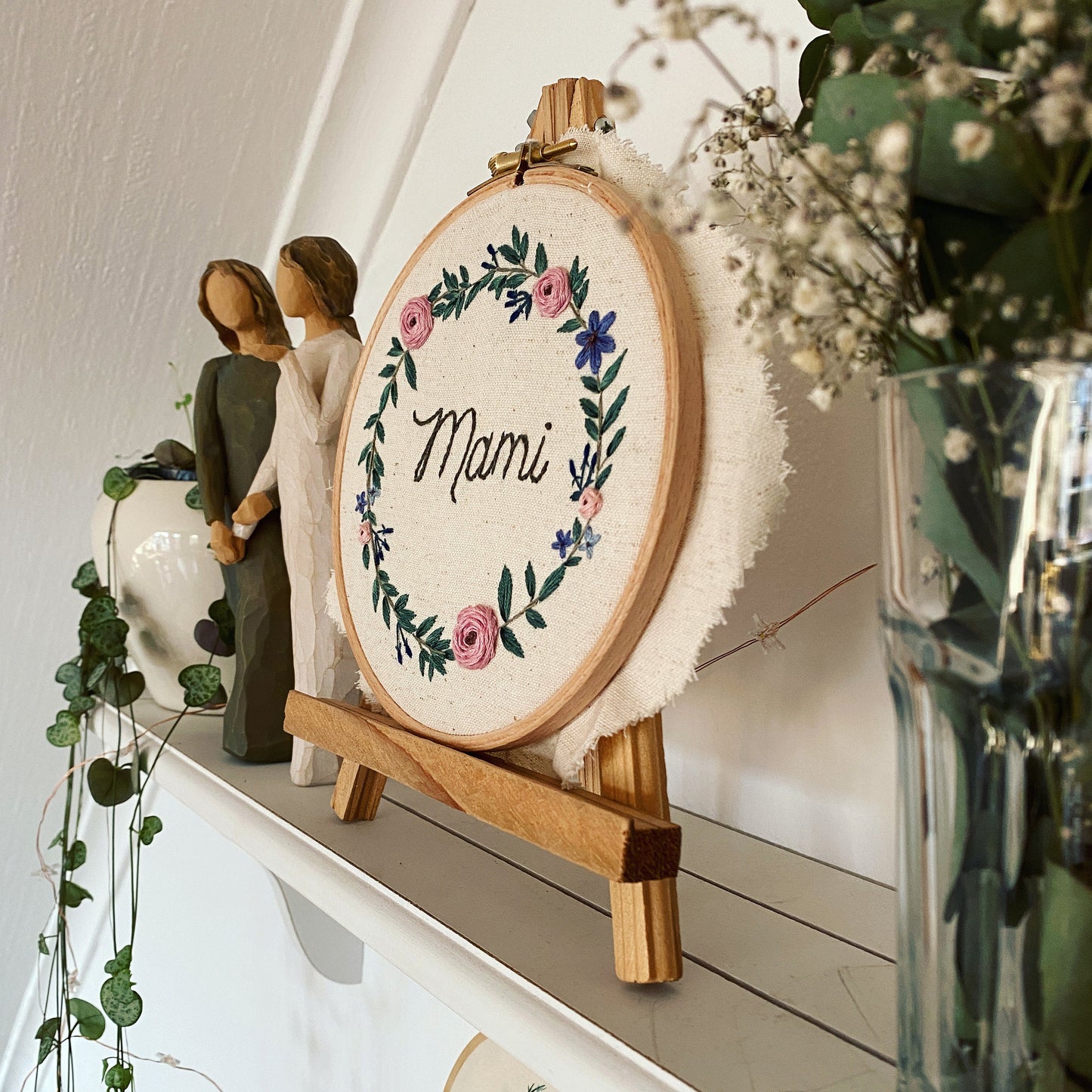 Stickvorlage, Muttertag , Blumenkranz, Stickbild Anfänger, Muttertagsgeschenk, personalierbar